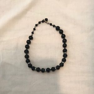 Vintage Black and Diamond Beaded Necklace